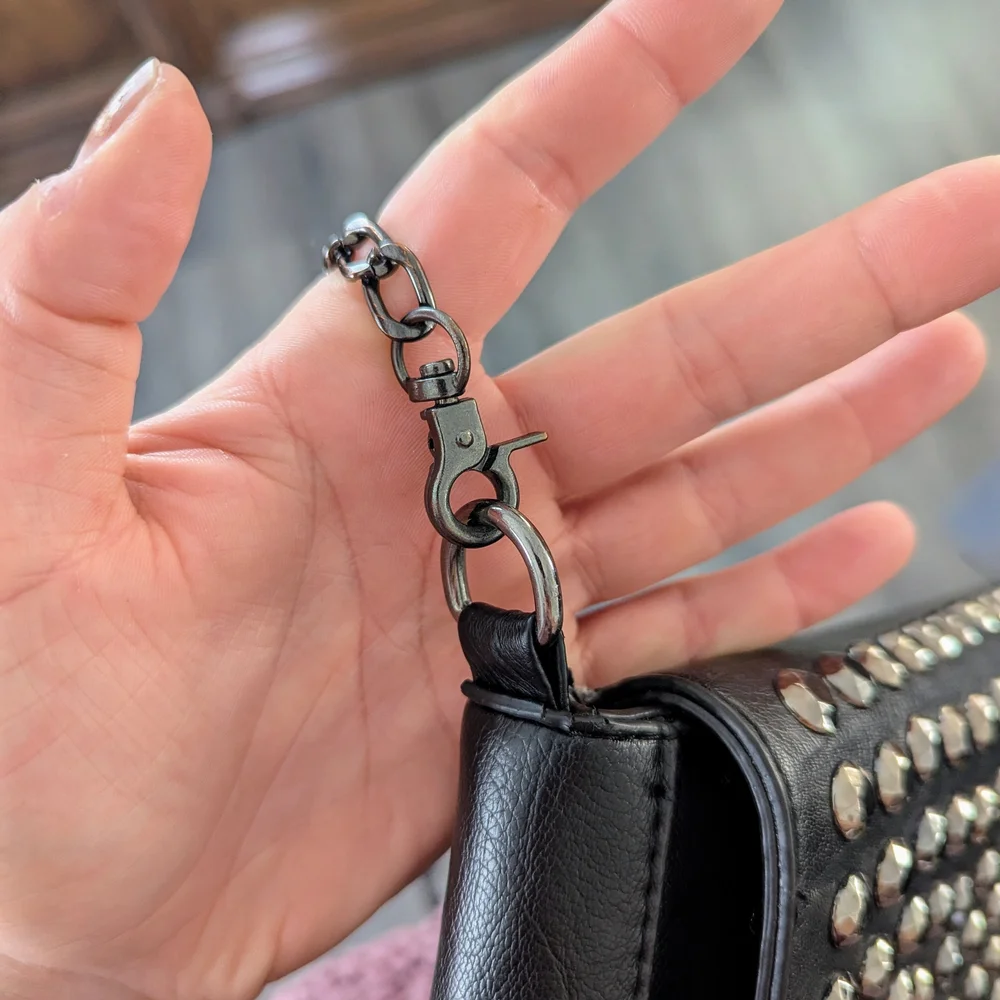 Black Studded Fringe Bag - Picture 6 of 7
